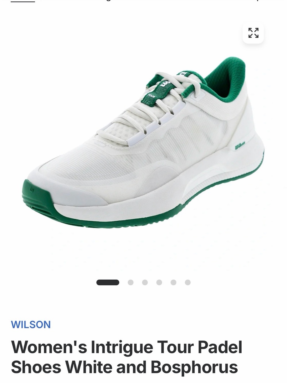 Wilson White and Green Women's Padel Clay Court Shoe